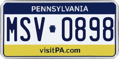 PA license plate MSV0898