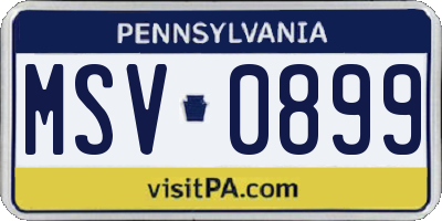 PA license plate MSV0899