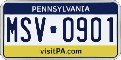 PA license plate MSV0901