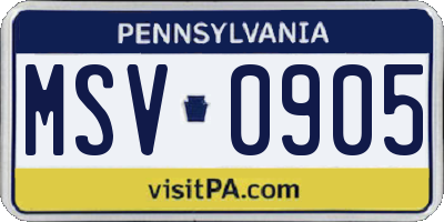PA license plate MSV0905