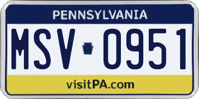 PA license plate MSV0951