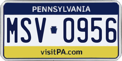 PA license plate MSV0956