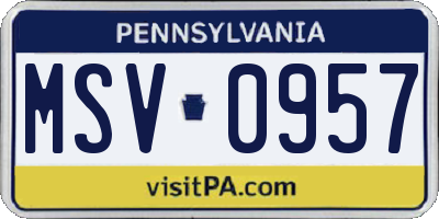 PA license plate MSV0957