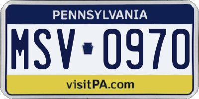 PA license plate MSV0970