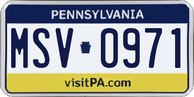 PA license plate MSV0971