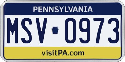 PA license plate MSV0973