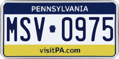 PA license plate MSV0975