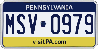 PA license plate MSV0979