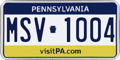 PA license plate MSV1004