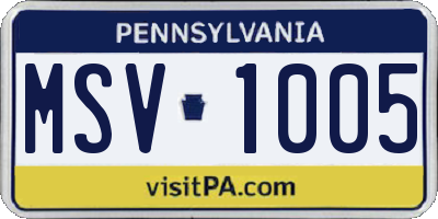 PA license plate MSV1005