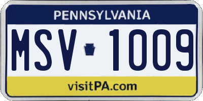 PA license plate MSV1009
