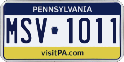 PA license plate MSV1011