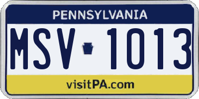 PA license plate MSV1013