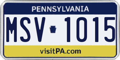 PA license plate MSV1015