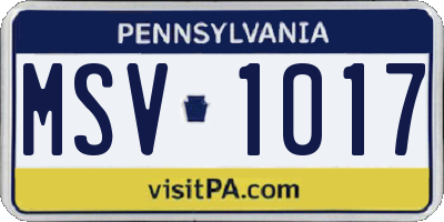 PA license plate MSV1017
