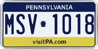 PA license plate MSV1018