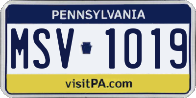 PA license plate MSV1019