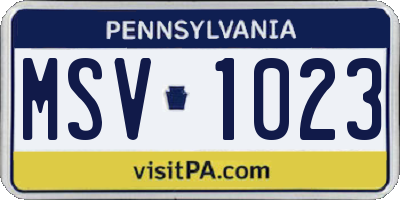 PA license plate MSV1023