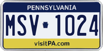 PA license plate MSV1024
