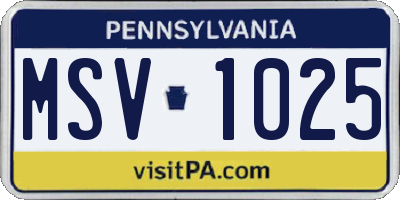 PA license plate MSV1025