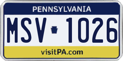 PA license plate MSV1026
