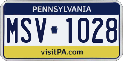 PA license plate MSV1028