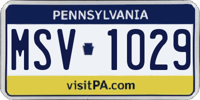 PA license plate MSV1029