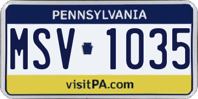 PA license plate MSV1035