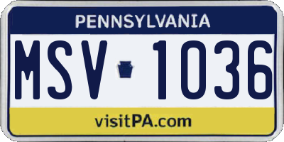 PA license plate MSV1036