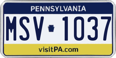 PA license plate MSV1037