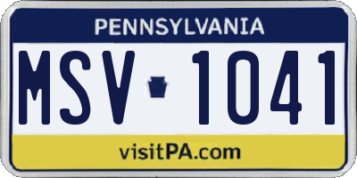 PA license plate MSV1041