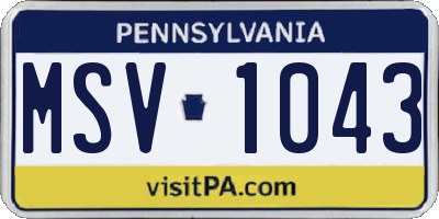 PA license plate MSV1043