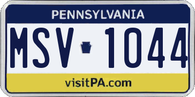 PA license plate MSV1044