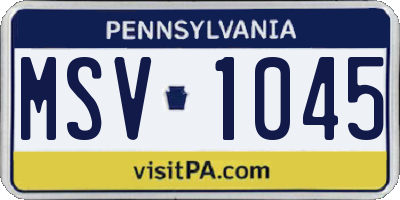 PA license plate MSV1045