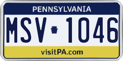 PA license plate MSV1046