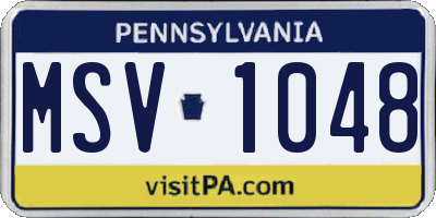 PA license plate MSV1048