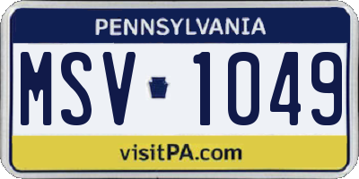 PA license plate MSV1049