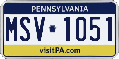 PA license plate MSV1051