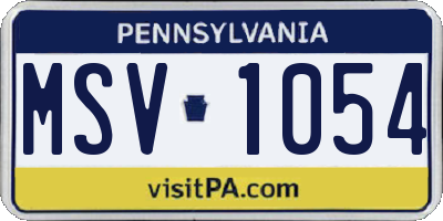 PA license plate MSV1054