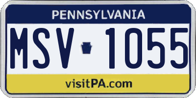 PA license plate MSV1055