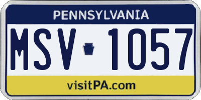 PA license plate MSV1057