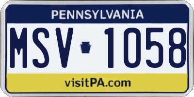 PA license plate MSV1058