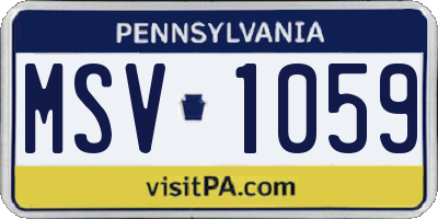 PA license plate MSV1059