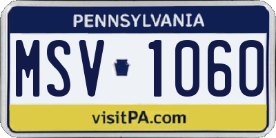 PA license plate MSV1060