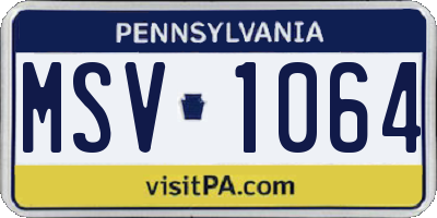 PA license plate MSV1064