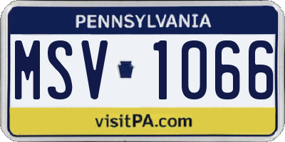 PA license plate MSV1066