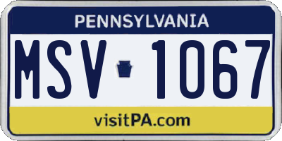 PA license plate MSV1067