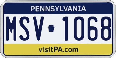 PA license plate MSV1068