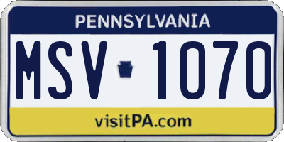 PA license plate MSV1070