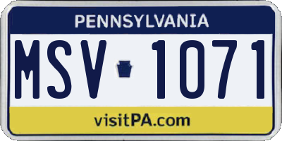PA license plate MSV1071